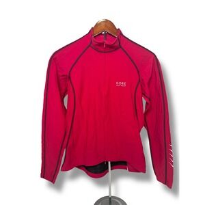 Gore Bike Wear Women's Large Cycling Jersey Long Sleeve Half Zip Reflective Pink